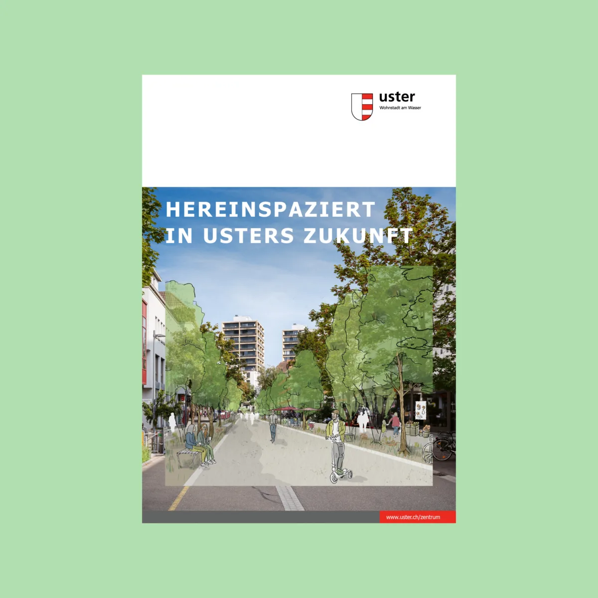 Infoplakate mit Illustrationen auf realem Hintergrund transferieren die abstrakten planerischen Grundlagen in den Alltag.